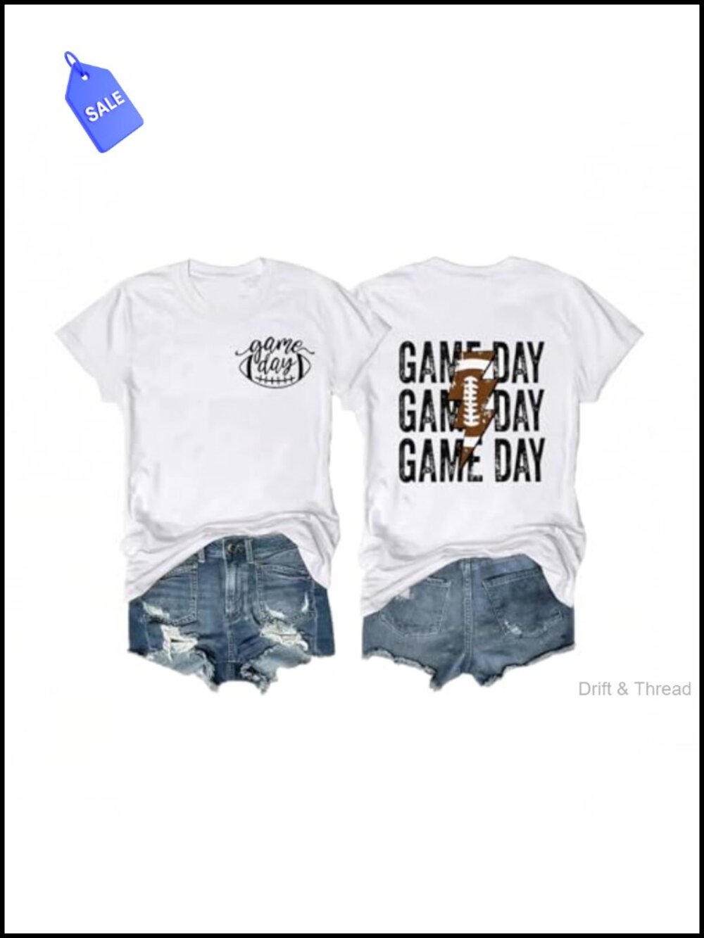 Loose Fit Cowl Neck Game Day Football Graphic Tee Women Short Sleeve
